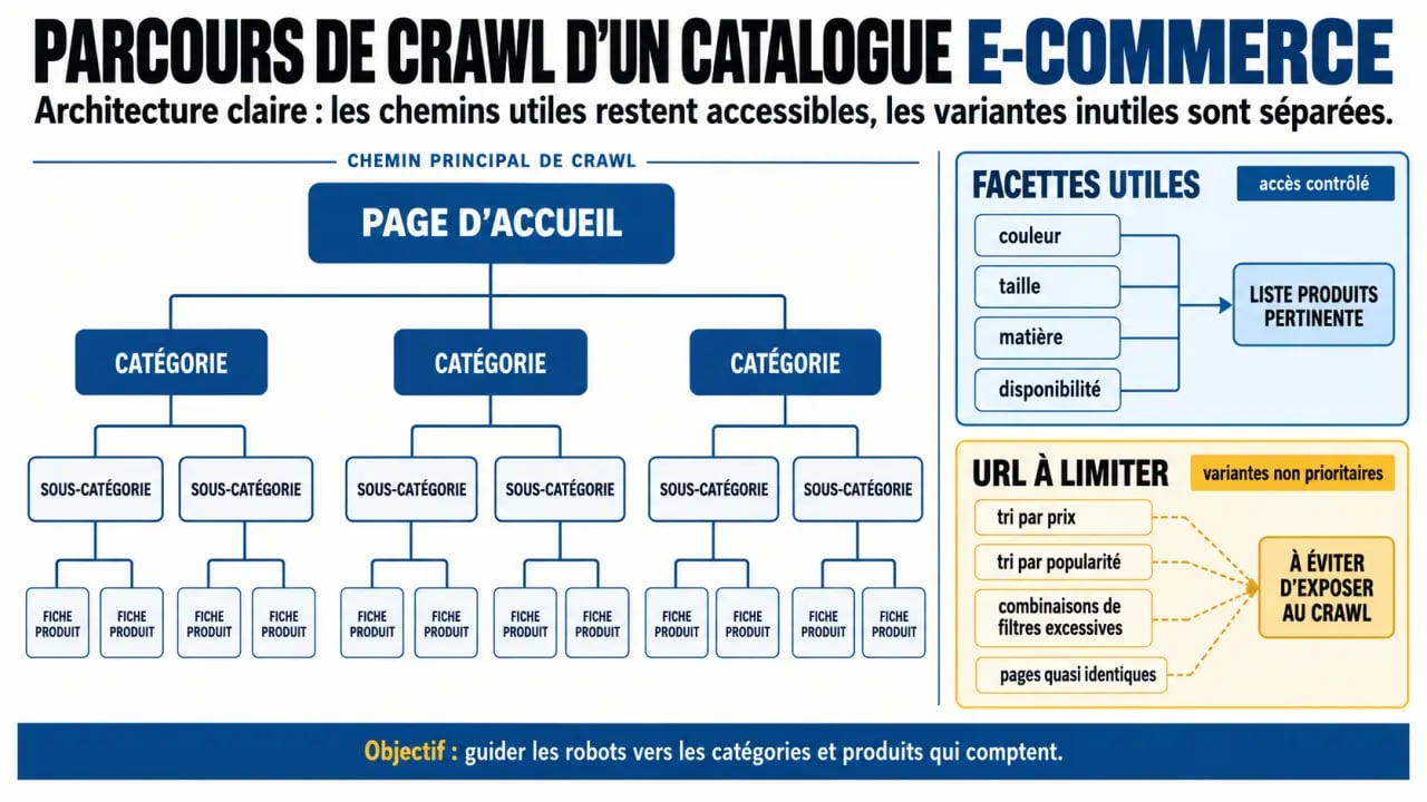Consultant SEO e-commerce : architecture de catalogue et parcours de crawl