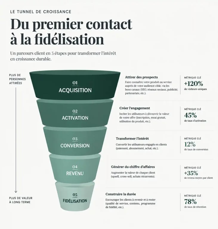 Funnel de conversion d'une agence de growth marketing pour la croissance des entreprises