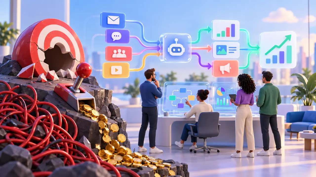 Illustration abstraite d'une stratégie de marketing digital automatisée