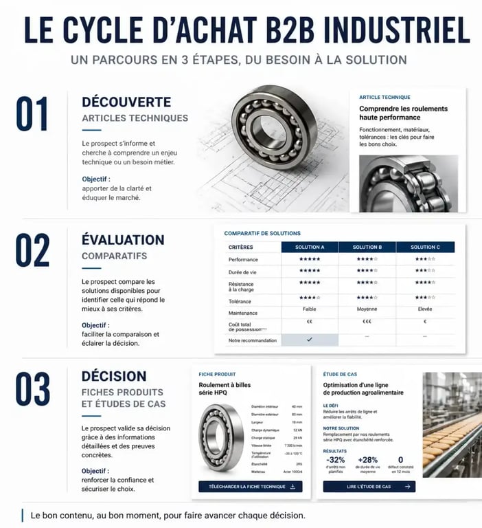 Cycle d'achat B2B industriel et stratégie SEO par une agence SEO industrie