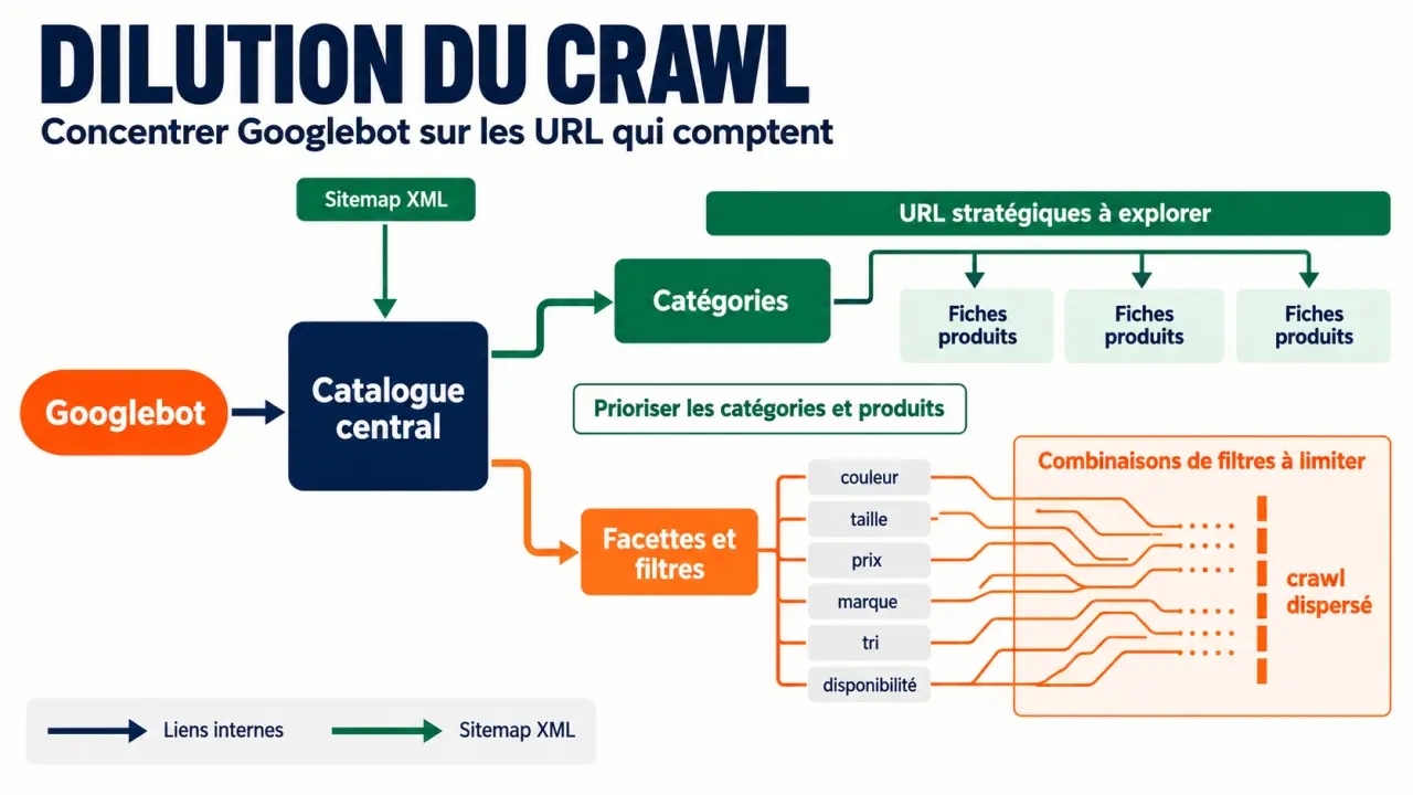 Audit SEO e-commerce : parcours de Googlebot, facettes et dilution du crawl