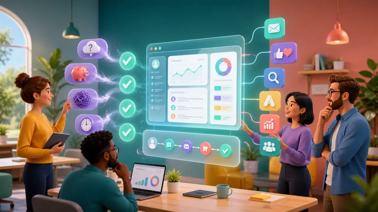 Illustration 3D abstraite sur l’automatisation marketing en PME